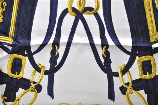 Authentic HERMES Carre 90 Scarf "BRIDES de GALA par" Silk Navy Paper Bag 9170D