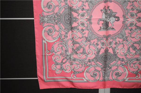 Authentic HERMES Carre 90 Scarf "LES TUILERIES" Silk Pink 9171D