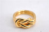 Authentic HERMES Scarf Ring Atame Circle Knot Design Gold Tone 9171E