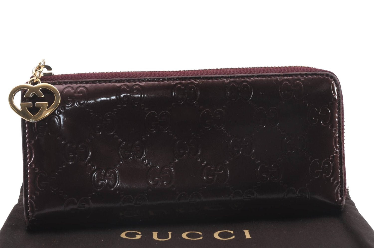 Authentic GUCCI Lovely Heart GG PVC Long Wallet 295671 Purple 9172C