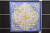 Authentic HERMES Carre 90 Scarf "KOSMIMA" Silk Blue 9172D