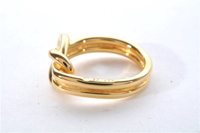 Authentic HERMES Scarf Ring Atame Circle Knot Design Gold Tone Box 9176E