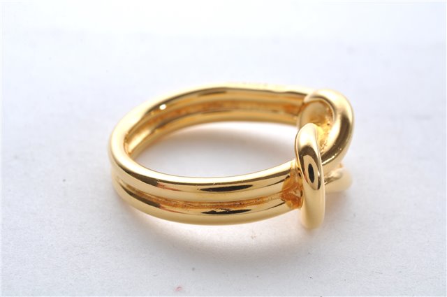 Authentic HERMES Scarf Ring Atame Circle Knot Design Gold Tone Box 9176E