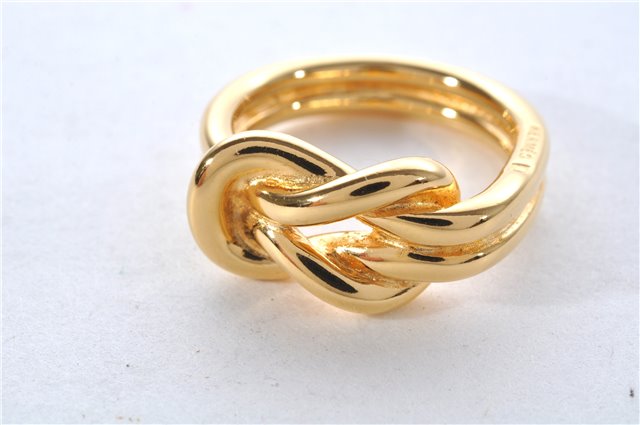 Authentic HERMES Scarf Ring Atame Circle Knot Design Gold Tone Box 9176E