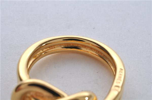 Authentic HERMES Scarf Ring Atame Circle Knot Design Gold Tone Box 9176E