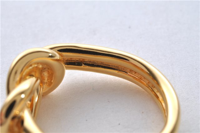 Authentic HERMES Scarf Ring Atame Circle Knot Design Gold Tone Box 9176E