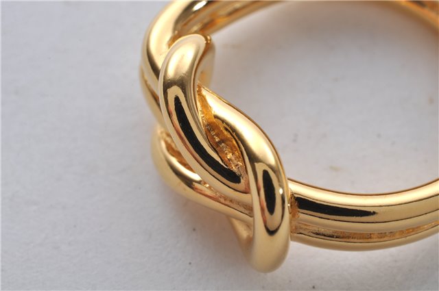 Authentic HERMES Scarf Ring Atame Circle Knot Design Gold Tone Box 9176E