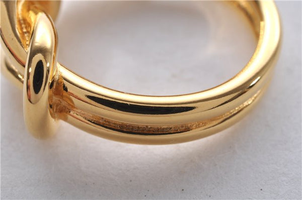 Authentic HERMES Scarf Ring Atame Circle Knot Design Gold Tone Box 9176E