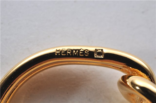 Authentic HERMES Scarf Ring Atame Circle Knot Design Gold Tone Box 9176E