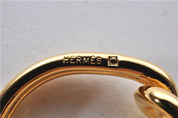 Authentic HERMES Scarf Ring Atame Circle Knot Design Gold Tone Box 9176E