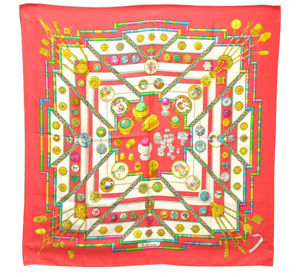 Authentic HERMES Carre 90 Scarf "Petite main" Silk Red 9178C