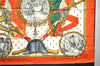 Authentic HERMES Carre 90 Scarf "NAPOLEON" Silk Orange 9179C