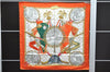 Authentic HERMES Carre 90 Scarf "NAPOLEON" Silk Orange 9179C