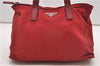 Authentic PRADA Vintage Nylon Tessuto Leather Shoulder Hand Bag Purse Red 9179F