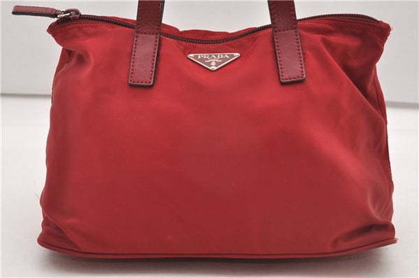 Authentic PRADA Vintage Nylon Tessuto Leather Shoulder Hand Bag Purse Red 9179F