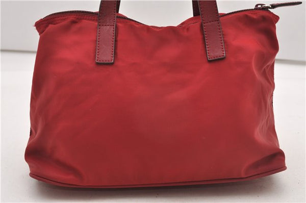 Authentic PRADA Vintage Nylon Tessuto Leather Shoulder Hand Bag Purse Red 9179F