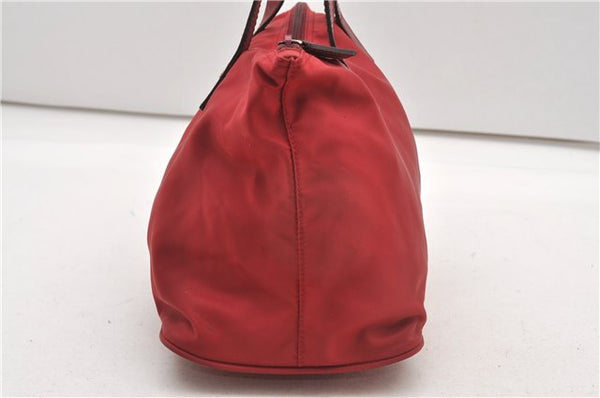 Authentic PRADA Vintage Nylon Tessuto Leather Shoulder Hand Bag Purse Red 9179F
