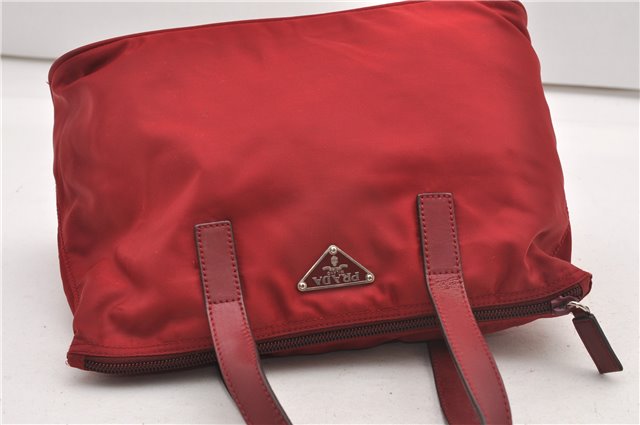 Authentic PRADA Vintage Nylon Tessuto Leather Shoulder Hand Bag Purse Red 9179F