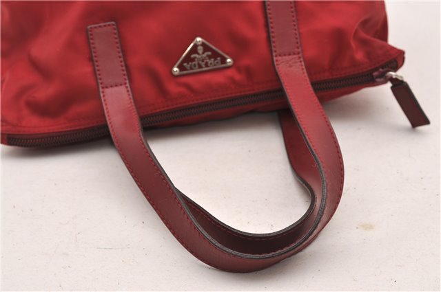 Authentic PRADA Vintage Nylon Tessuto Leather Shoulder Hand Bag Purse Red 9179F