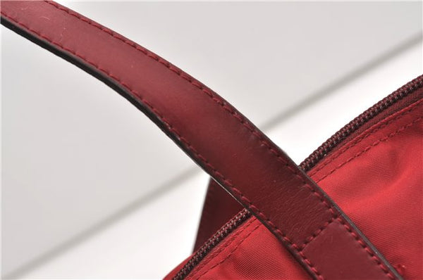 Authentic PRADA Vintage Nylon Tessuto Leather Shoulder Hand Bag Purse Red 9179F