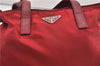 Authentic PRADA Vintage Nylon Tessuto Leather Shoulder Hand Bag Purse Red 9179F