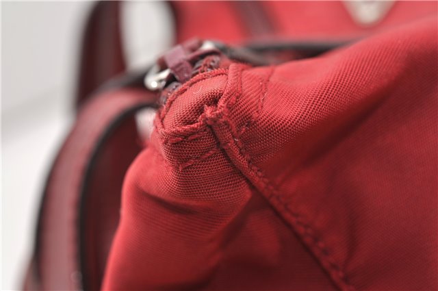 Authentic PRADA Vintage Nylon Tessuto Leather Shoulder Hand Bag Purse Red 9179F