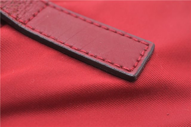 Authentic PRADA Vintage Nylon Tessuto Leather Shoulder Hand Bag Purse Red 9179F