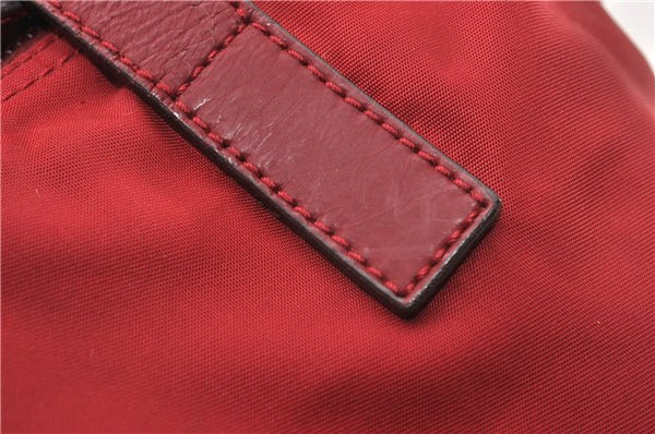 Authentic PRADA Vintage Nylon Tessuto Leather Shoulder Hand Bag Purse Red 9179F