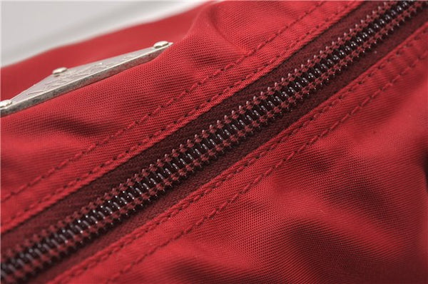 Authentic PRADA Vintage Nylon Tessuto Leather Shoulder Hand Bag Purse Red 9179F
