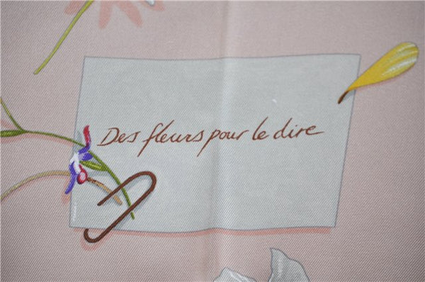 Authentic HERMES Carre 90 Scarf "Des fleurs pour le dire" Silk Pink 9182D