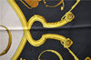 Authentic HERMES Carre 90 Scarf "SPRINGS" Silk Black 9183D