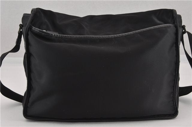 Authentic PRADA Nylon Tessuto Leather Shoulder Cross Body Bag Black 9188F
