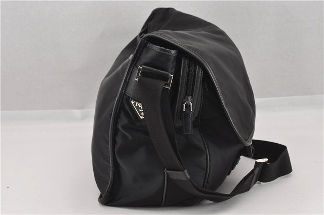 Authentic PRADA Nylon Tessuto Leather Shoulder Cross Body Bag Black 9188F