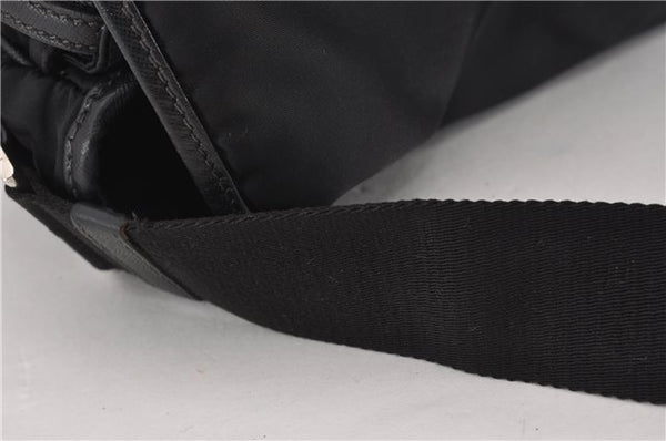Authentic PRADA Nylon Tessuto Leather Shoulder Cross Body Bag Black 9188F