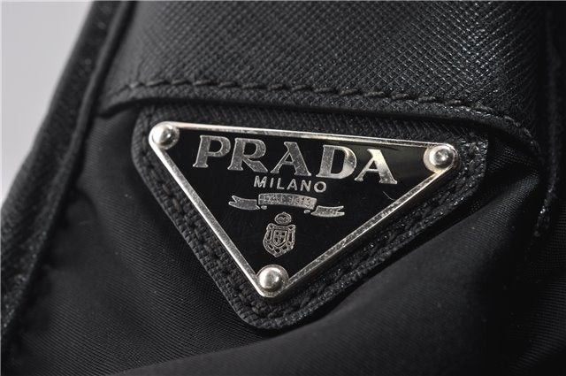 Authentic PRADA Nylon Tessuto Leather Shoulder Cross Body Bag Black 9188F