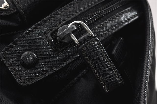Authentic PRADA Nylon Tessuto Leather Shoulder Cross Body Bag Black 9188F