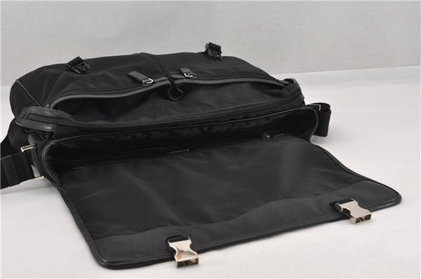 Authentic PRADA Nylon Tessuto Leather Shoulder Cross Body Bag Black 9188F