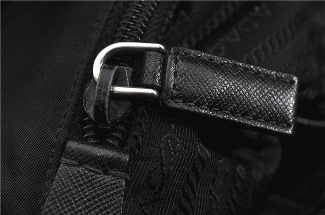 Authentic PRADA Nylon Tessuto Leather Shoulder Cross Body Bag Black 9188F