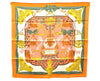 Authentic HERMES Carre 65 Scarf "ETRIERS" Silk Orange Box 9194D