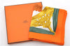 Authentic HERMES Carre 65 Scarf "ETRIERS" Silk Orange Box 9194D