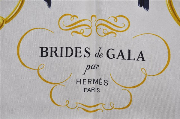 Authentic HERMES Carre 90 Scarf "BRIDES de GALA par" Silk Navy Paper Bag 9196D