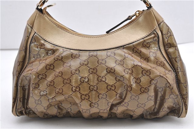 Authentic GUCCI GG Crystal Abbey Shoulder Bag PVC Leather 190525 Brown 9197F