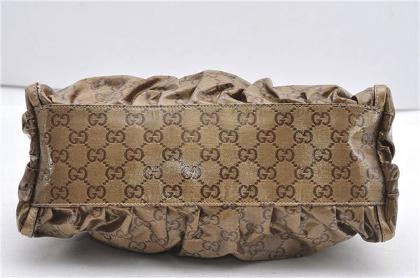 Authentic GUCCI GG Crystal Abbey Shoulder Bag PVC Leather 190525 Brown 9197F