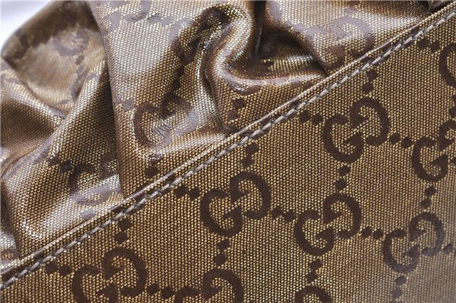 Authentic GUCCI GG Crystal Abbey Shoulder Bag PVC Leather 190525 Brown 9197F