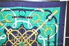 Authentic HERMES Carre 90 Scarf "Eperon d'or" Silk Navy 9198D