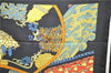 Authentic HERMES Carre 90 Scarf "ART DES STEPPES" Silk Black 9199D