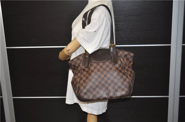 Authentic Louis Vuitton Damier Verona MM Shoulder Boston Bag N41118 LV 9201E
