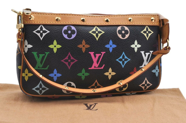 LOUIS VUITTON Monogram Multicolor Pochette Accessoires Pouch M92648 Black 9204A