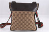 Authentic GUCCI Web Sherry Line Shoulder Bag GG Canvas Leather 27639 Brown 9225E