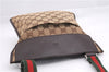 Authentic GUCCI Web Sherry Line Shoulder Bag GG Canvas Leather 27639 Brown 9225E